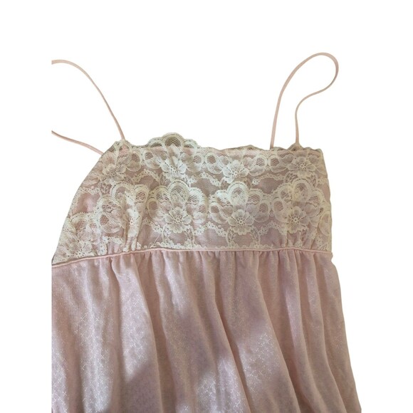 Juli of Slumbertogs VTG 70s Lace Nightgown Peignoir Sleeveless Maxi Dress Pink M - Picture 2 of 7